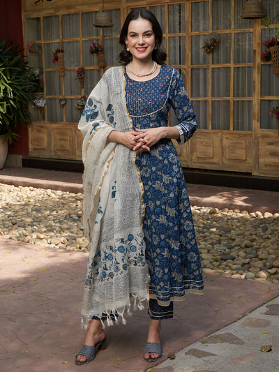 Blue Gotta Patti Cotton Kurta Set – Festive & Casual Wear