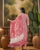 Floral Printed V Neck Straight Kurta Trouser With Dupatta