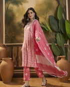 Floral Printed V Neck Straight Kurta Trouser With Dupatta
