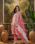 Floral Printed V Neck Straight Kurta Trouser With Dupatta
