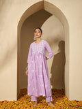 Floral Embroidered V Neck Kurta Set With Dupatta