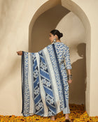 Floral Printed V Neck Straight Kurta Trouser With Dupatta