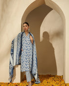 Floral Printed V Neck Straight Kurta Trouser With Dupatta