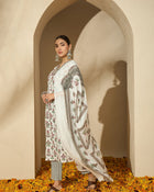 Pearl Garden Floral Printed White Lace Kurta Set with Dupatta