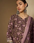 Iris Glow Purple Printed Cotton Kurta Sharara Set with Dupatta