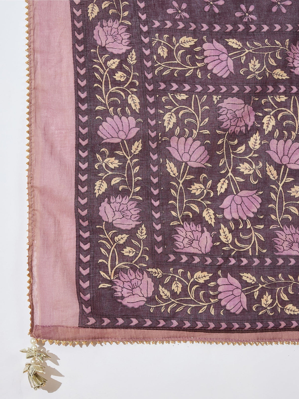 Iris Glow Purple Printed Cotton Kurta Sharara Set with Dupatta