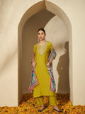 Embroidered Three Quarter Sleeves Kurta Trouser & Dupatta