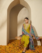 Embroidered Three Quarter Sleeves Kurta Trouser & Dupatta