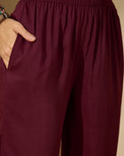 Wine Allure Maroon Embroidered Kurta with Trouser & Dupatta