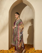 Wine Allure Maroon Embroidered Kurta with Trouser & Dupatta
