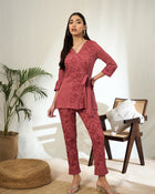 Ruhani Floral Embroidered V-Neck Tunic with Trouser Co-ord Set