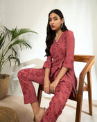 Ruhani Floral Embroidered V-Neck Tunic with Trouser Co-ord Set
