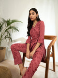 Ruhani Floral Embroidered V-Neck Tunic with Trouser Co-ord Set