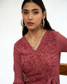 Ruhani Floral Embroidered V-Neck Tunic with Trouser Co-ord Set