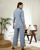 Aashra Embroidered Shirt Collar Co-Ord Set with Trousers - aunlabel