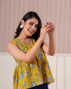 Mustard Floral Sleeveless Top