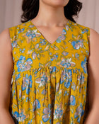 Mustard Floral Sleeveless Top