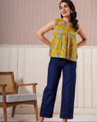 Mustard Floral Sleeveless Top