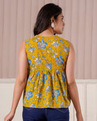 Mustard Floral Sleeveless Top