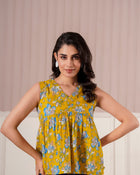Mustard Floral Sleeveless Top