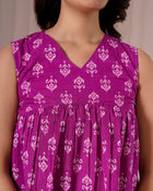 Magenta Ethnic Print Sleeveless Top