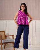 Magenta Ethnic Print Sleeveless Top