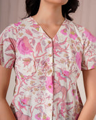 Pink Floral Printed Flutter Sleeve Top