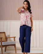 Pink Floral Printed Flutter Sleeve Top