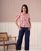 Pink Daisy Floral Printed Top