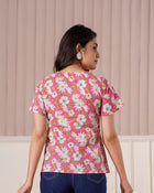 Pink Daisy Floral Printed Top