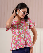 Pink Daisy Floral Printed Top