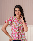 Pink Daisy Floral Printed Top