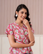 Pink Daisy Floral Printed Top
