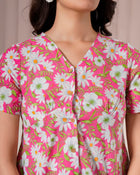 Pink Daisy Floral Printed Top