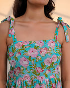 Blue Floral Tie-Shoulder Top