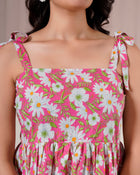 Pink Daisy Tie-Up Peplum Top