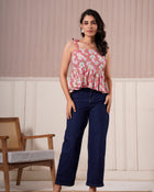 Pink Daisy Tie-Up Peplum Top