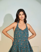 Teal Printed Halter Neck Top