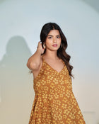 Mustard Floral Halter Neck Top