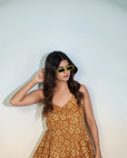 Mustard Floral Halter Neck Top
