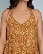 Mustard Floral Halter Neck Top