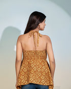 Mustard Floral Halter Neck Top