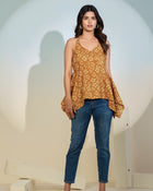 Mustard Floral Halter Neck Top