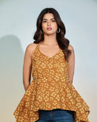 Mustard Floral Halter Neck Top