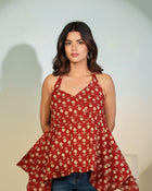 Maroon Printed Halter Neck Top
