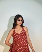 Maroon Printed Halter Neck Top