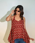 Maroon Printed Halter Neck Top