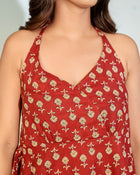 Maroon Printed Halter Neck Top