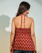 Maroon Printed Halter Neck Top