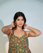 Teal Floral Halter Neck Top